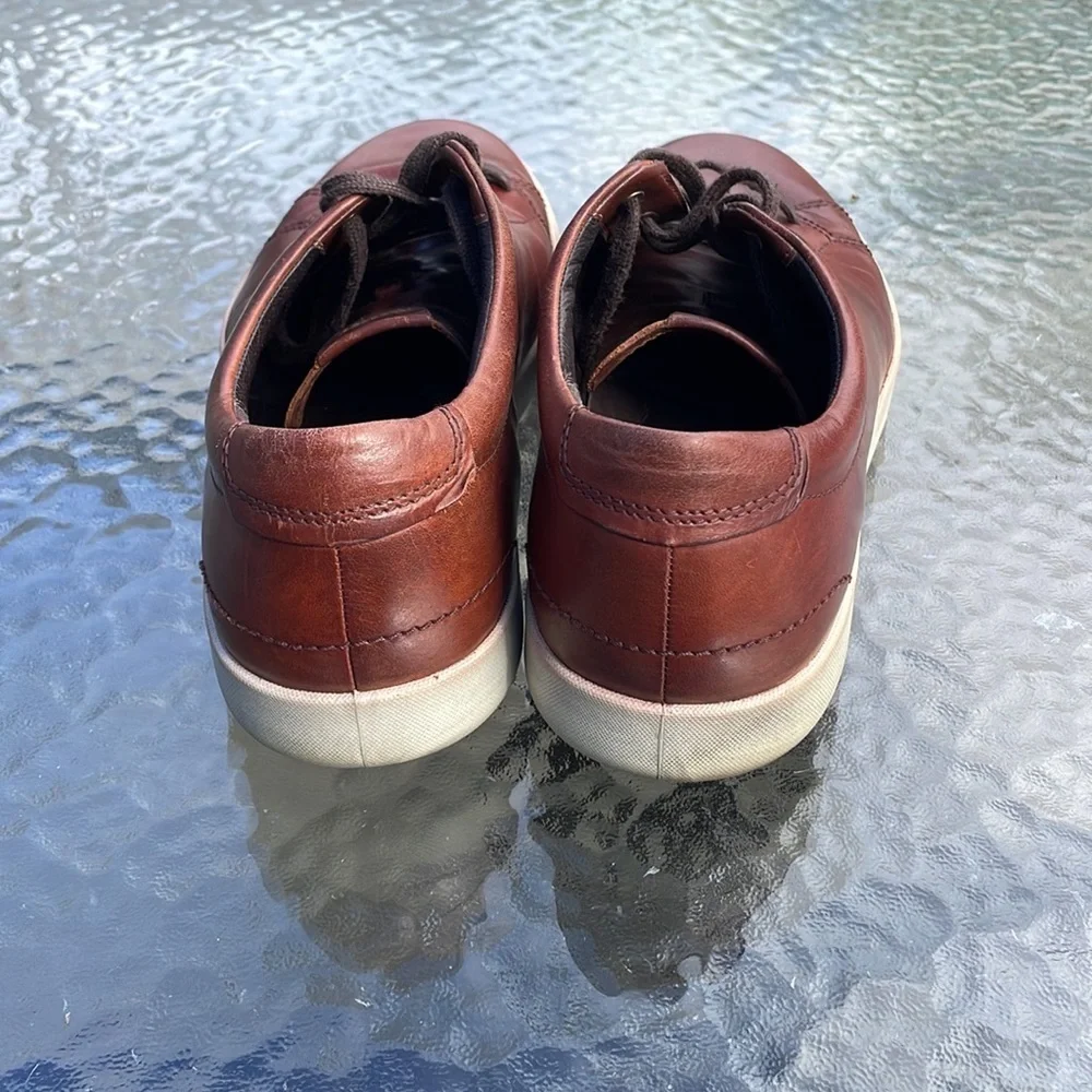 Mens Ecco Soft 7 Danish Design Brown Leather Sneakers Lace Up US Size12, EUR 46